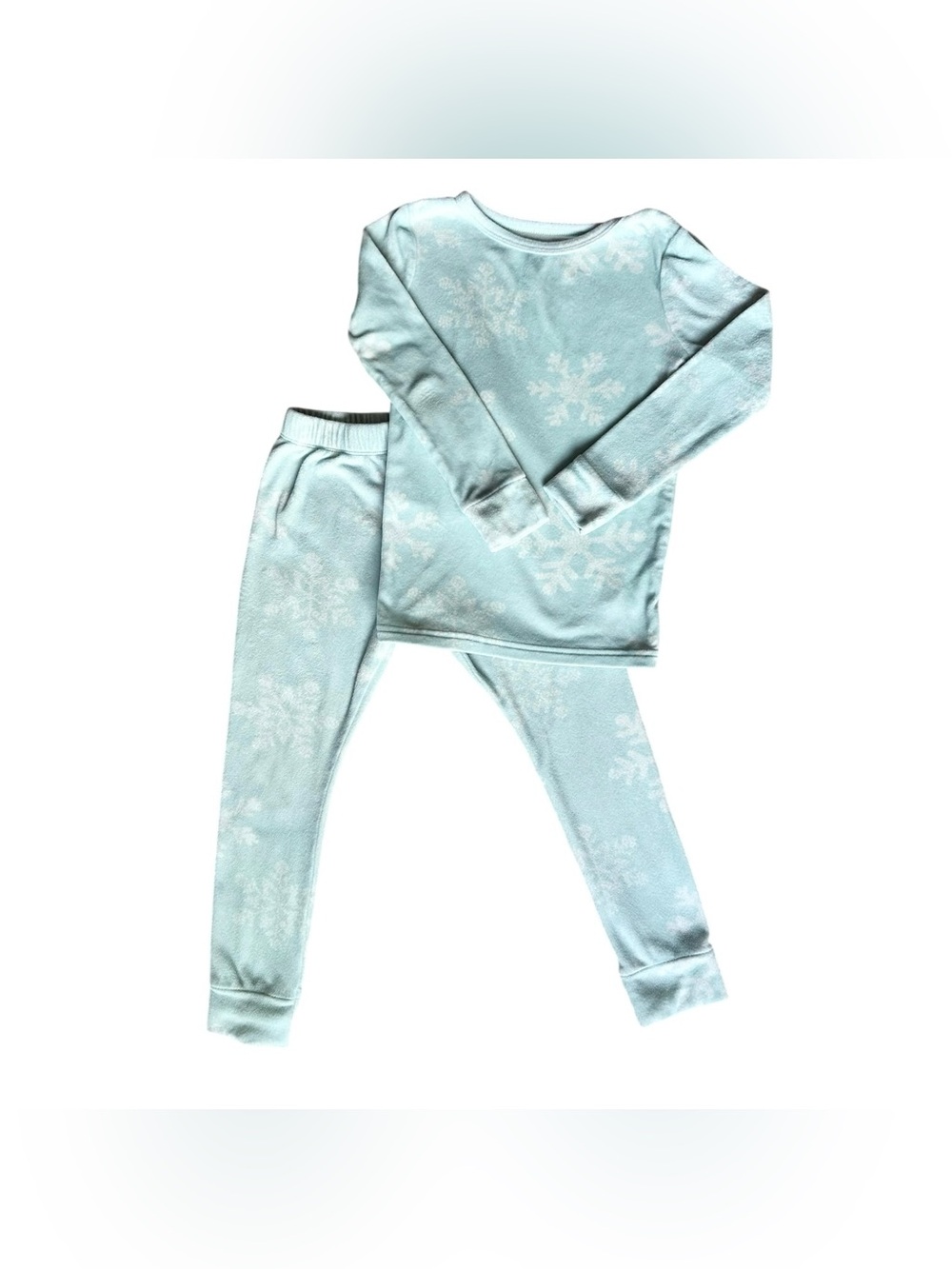 Cat & Jack 5T Girls snowflake blue green fleece winter pajama set
